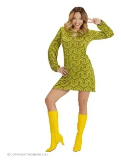 Kostuum "Jurk Jaren 70" Groen -Gstar Kleding Winkel carnival party kostuum jurk jaren 70 groen 1