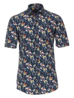 Blouse - Comfort Fit - Donkerblauw/meerkleurig