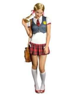 Kostuumjurk "School Girl" Wit/rood