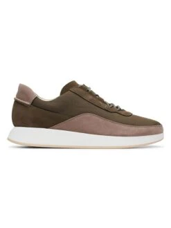 Clarks Leren Sneakers Kaki/beige