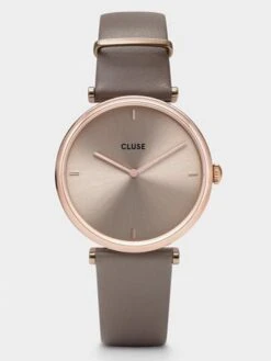 Cluse Kwartshorloge Taupe/roségoudkleurig/lichtbruin