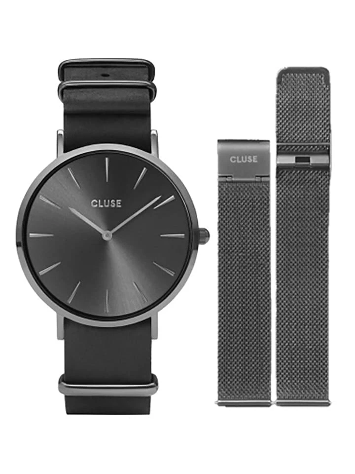 Cluse Kwartshorloge Zwart/zilverkleurig 3 Cluse Kwartshorloge Zwart/zilverkleurig