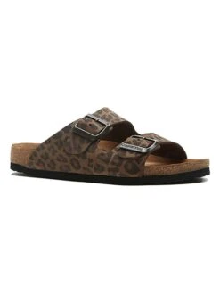 Leren Slippers Bruin/zwart -Gstar Kleding Winkel comfortfusse leren slippers bruin zwart 1