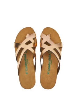 Leren Slippers In Rosegold -Gstar Kleding Winkel comfortfusse leren slippers in rosegold 4