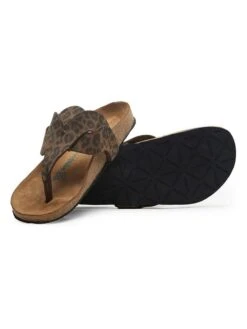 Leren Teenslippers Bruin/zwart -Gstar Kleding Winkel comfortfusse leren teenslippers bruin zwart 3