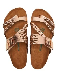 Leren Teenslippers Roségoudkleurig -Gstar Kleding Winkel comfortfusse leren teenslippers rosegoudkleurig 4