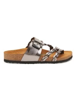 Leren Teenslippers Zilverkleurig -Gstar Kleding Winkel comfortfusse leren teenslippers zilverkleurig 1