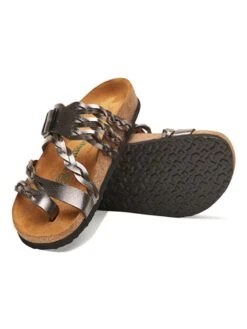 Leren Teenslippers Zilverkleurig -Gstar Kleding Winkel comfortfusse leren teenslippers zilverkleurig 3