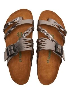 Leren Teenslippers Zilverkleurig -Gstar Kleding Winkel comfortfusse leren teenslippers zilverkleurig 4