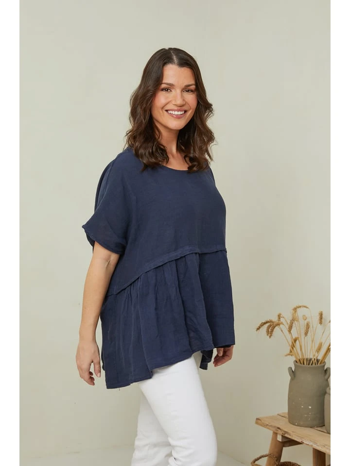 Linnen Tuniek Donkerblauw 4 Linnen Tuniek Donkerblauw - Afbeelding 2