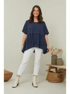 Linnen Tuniek Donkerblauw 11 Linnen Tuniek Donkerblauw -Gstar Kleding Winkel curvy lady linnen tuniek donkerblauw 4