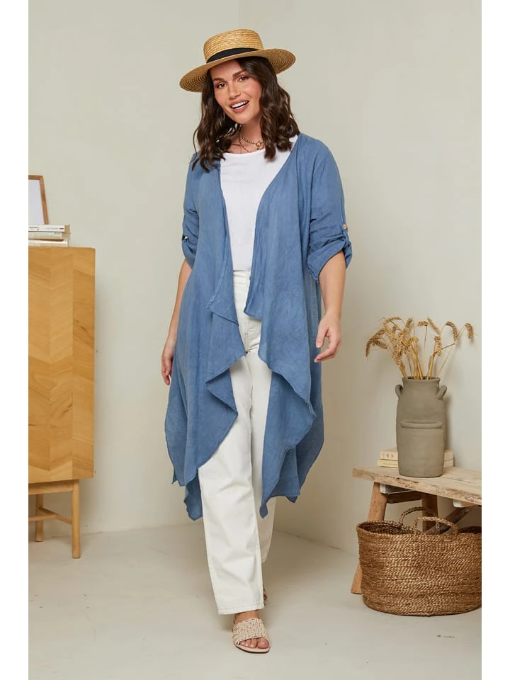 Linnen Vest Blauw 4 Linnen Vest Blauw - Afbeelding 2