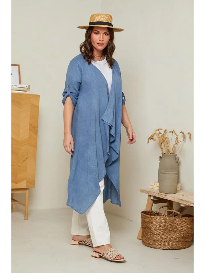 Linnen Vest Blauw 5 Linnen Vest Blauw - Afbeelding 3