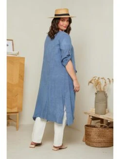 Linnen Vest Blauw 10 Linnen Vest Blauw -Gstar Kleding Winkel curvy lady linnen vest blauw 3