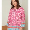 Tuniek Fuchsia/wit -Gstar Kleding Winkel curvy lady tuniek fuchsia wit