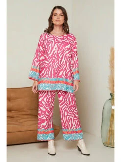 Tuniek Fuchsia/wit -Gstar Kleding Winkel curvy lady tuniek fuchsia wit 4