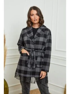 Tussenmantel Zwart/grijs -Gstar Kleding Winkel curvy lady tussenmantel zwart grijs 1