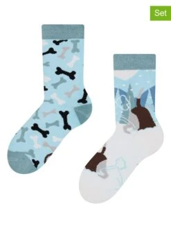 4-delige Set: Sokken Lichtblauw/grijs