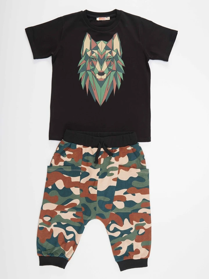 2-delige Outfit "Geometric Wolf" Zwart/meerkleurig 5 2-delige Outfit "Geometric Wolf" Zwart/meerkleurig - Afbeelding 3