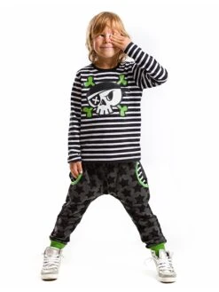 2-delige Outfit "Pirate Skull" Zwart/antraciet