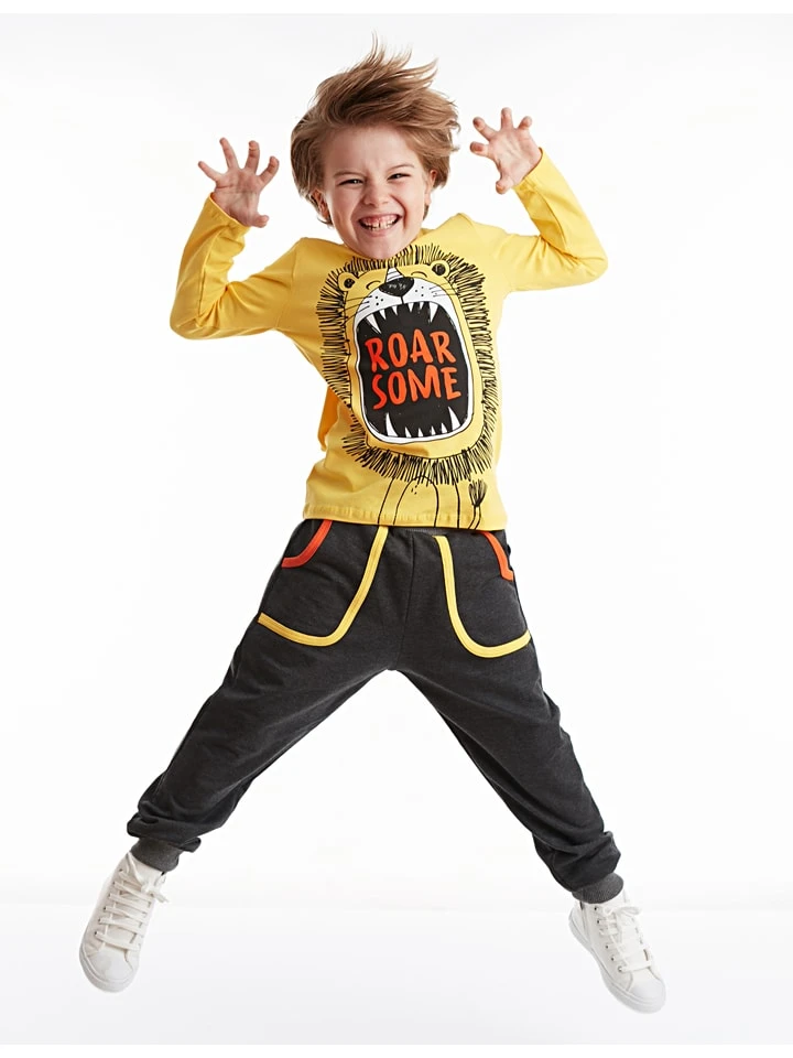 2-delige Outfit "Roar Lion Geel/antraciet 3 2-delige Outfit "Roar Lion Geel/antraciet