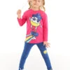 2-delige Outfit "Skater Panda" Roze/blauw