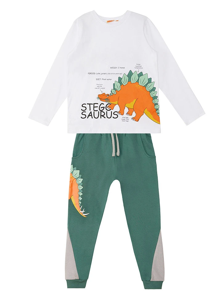 2-delige Outfit "Stegosaurus" Wit/groen 5 2-delige Outfit "Stegosaurus" Wit/groen - Afbeelding 3