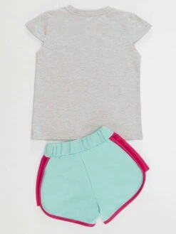 2-delige Outfit "Uni-Flower" Grijs/turquoise -Gstar Kleding Winkel denokids 2 delige outfit uni flower grijs turquoise 2