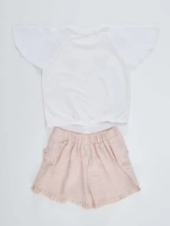 2-delige Outfit "White Cat" Wit/lichtroze -Gstar Kleding Winkel denokids 2 delige outfit white cat wit lichtroze 3