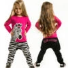 2-delige Outfit "Zebra Fashion" Roze/zwart -Gstar Kleding Winkel denokids 2 delige outfit zebra fashion roze zwart