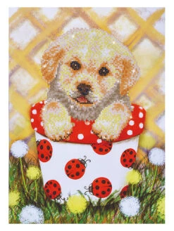 Diamond Painting "Pup In Pot - Diamond Dotz" - Vanaf 14 Jaar