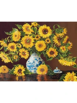 Diamond Painting "Sunflowers In A China Vase - Diamond Dotz" - Vanaf 8 Jaar