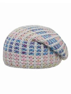 Beanie Grijs/blauw/lichtroze