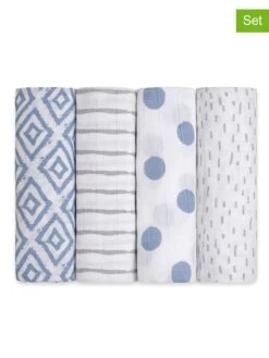 4-delige Set: Hydrofiele Luiers Wit/blauw