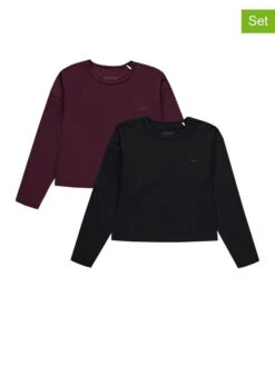ESPRIT 2-delige Set: Longsleeves Paars/zwart