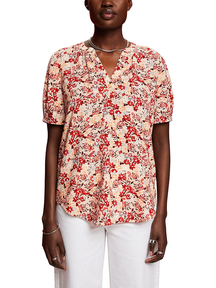 ESPRIT Blouse Beige/rood 4 ESPRIT Blouse Beige/rood - Afbeelding 2