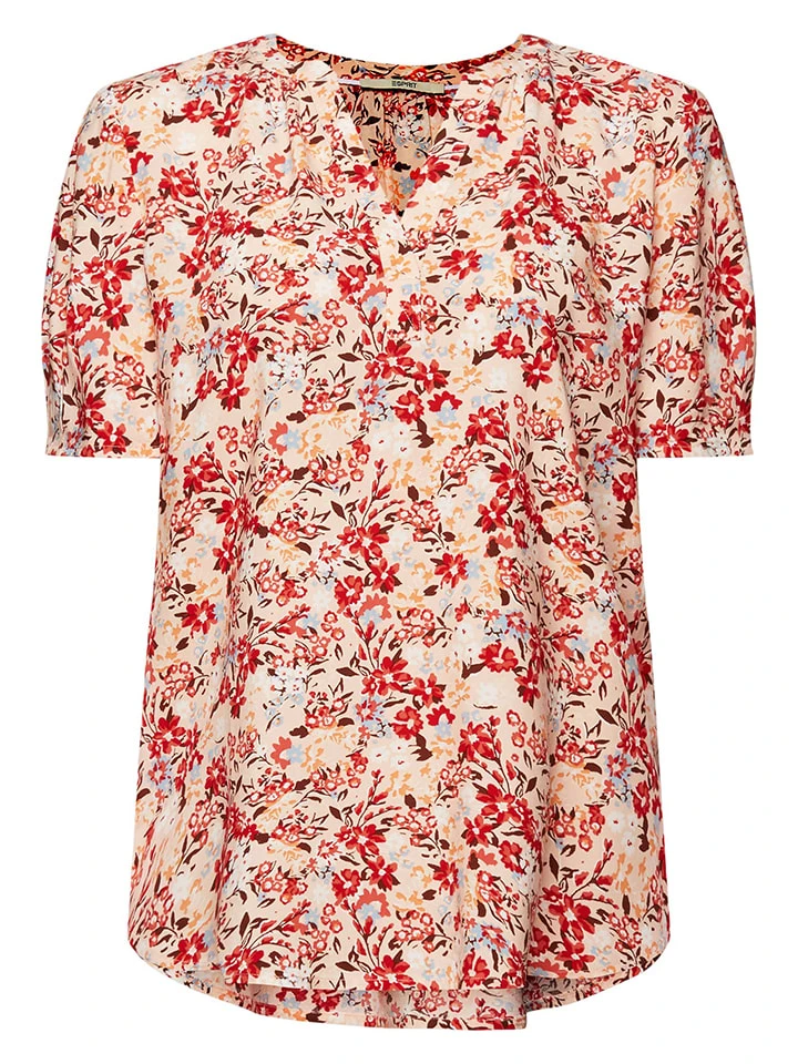 ESPRIT Blouse Beige/rood 3 ESPRIT Blouse Beige/rood