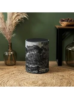 Poef "Black Forest" Zwart - (H)36 X Ø 28 Cm