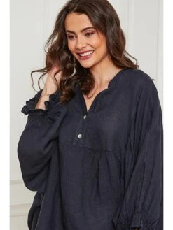 Linnen Blouse "Gloss" Donkerblauw -Gstar Kleding Winkel fleur de lin linnen blouse gloss donkerblauw 3