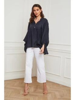 Linnen Blouse "Gloss" Donkerblauw -Gstar Kleding Winkel fleur de lin linnen blouse gloss donkerblauw 4