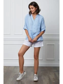 Linnen Blouse "Helly" Lichtblauw -Gstar Kleding Winkel fleur de lin linnen blouse helly lichtblauw 4