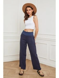 Linnen Broek "Derwan" Donkerblauw -Gstar Kleding Winkel fleur de lin linnen broek derwan donkerblauw 4