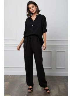 Linnen Broek "Honas" Zwart -Gstar Kleding Winkel fleur de lin linnen broek honas zwart 4