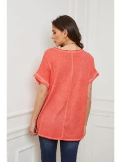 Linnen Shirt "Calone" Koraalrood -Gstar Kleding Winkel fleur de lin linnen shirt calone koraalrood 2