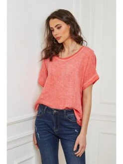 Linnen Shirt "Calone" Koraalrood