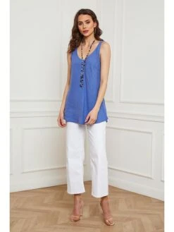 Linnen Top "Beauvais" Blauw -Gstar Kleding Winkel fleur de lin linnen top beauvais blauw 4