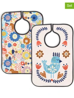 2-delige Set: Slabbetjes "Folkie World" Meerkleurig - (L)37 X (B)24 Cm