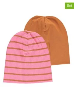 2-delige Set: Beanies Roze/lichtbruin