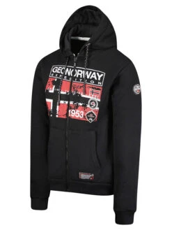 GEOGRAPHICAL NORWAY Sweatvest "Gyan" Zwart -Gstar Kleding Winkel geographical norway sweatvest gyan zwart 2