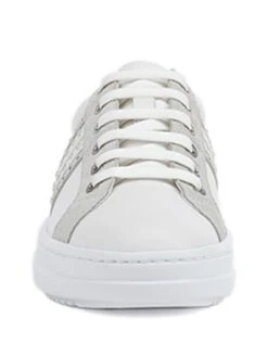Geox Leren Sneakers "Pontoise" Zilverkleurig/wit -Gstar Kleding Winkel geox leren sneakers pontoise zilverkleurig wit 2